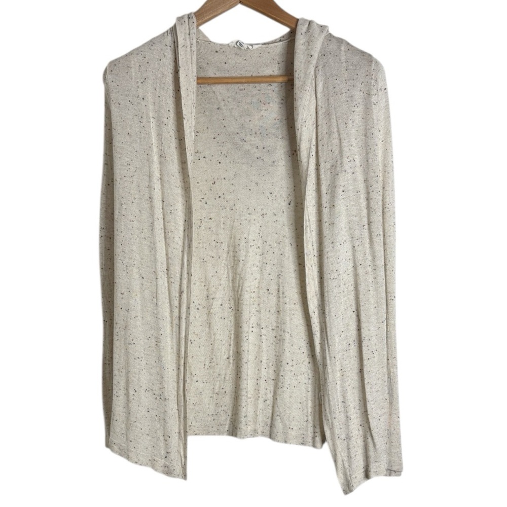 Cloud Chaser Speckled Cream Long Sleeve Open-Front Sweater/Cardigan Hoodie sz M